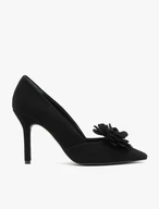Schwarze Pumps mit Blumen-Absatz