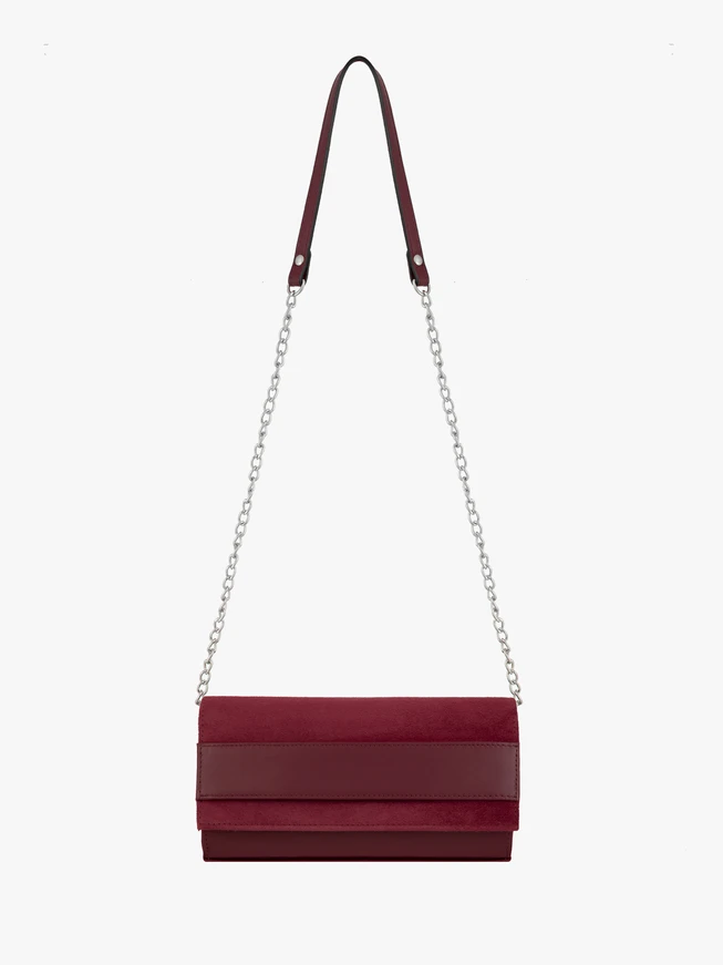 Kastanienbraune zweifarbige Ketten-Clutch-Tasche