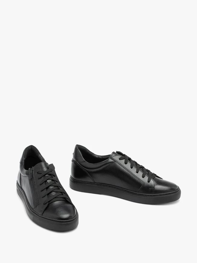 Schwarze Herren-Turnschuhe mit dekorativem Reißverschluss