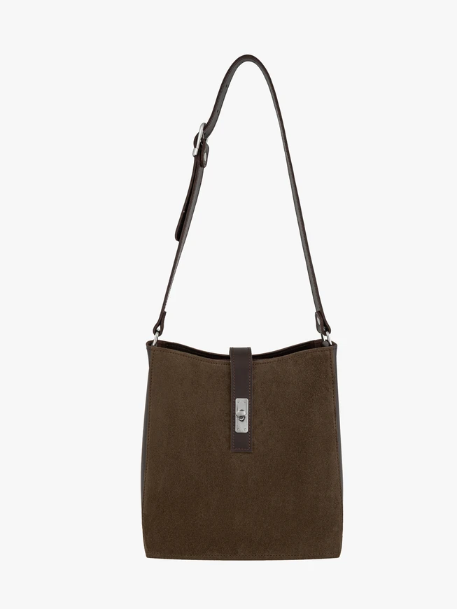 Dunkelbraune mittelgroße Tasche mit Schnalle