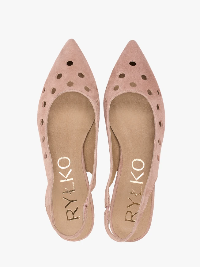Dreckig rosafarbene Slingback-Pumps ohne Absatz mit Cut-out