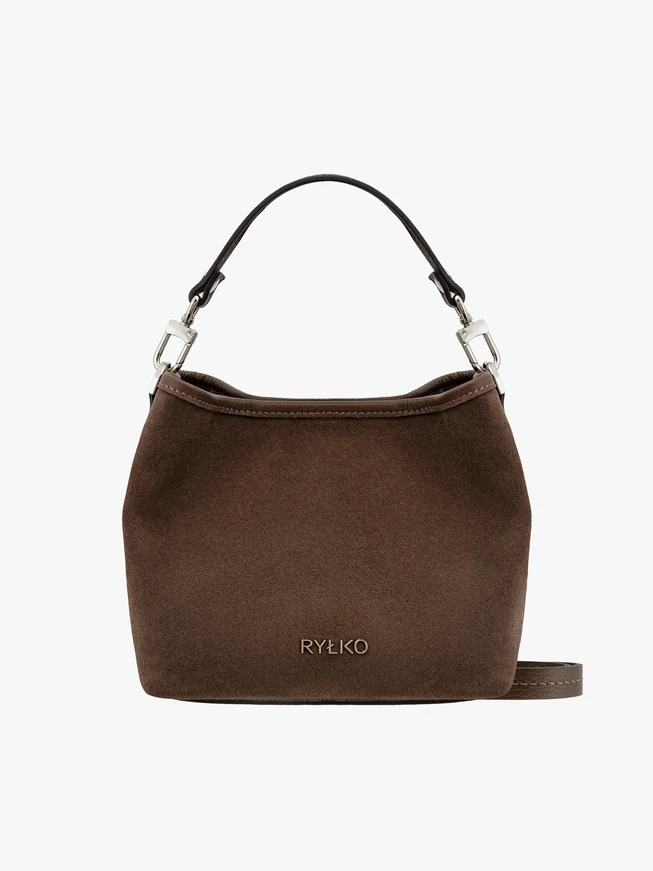 Handtasche aus braunem Leder und Velours