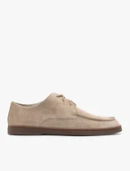 Schnürschuhe aus beigem Veloursleder