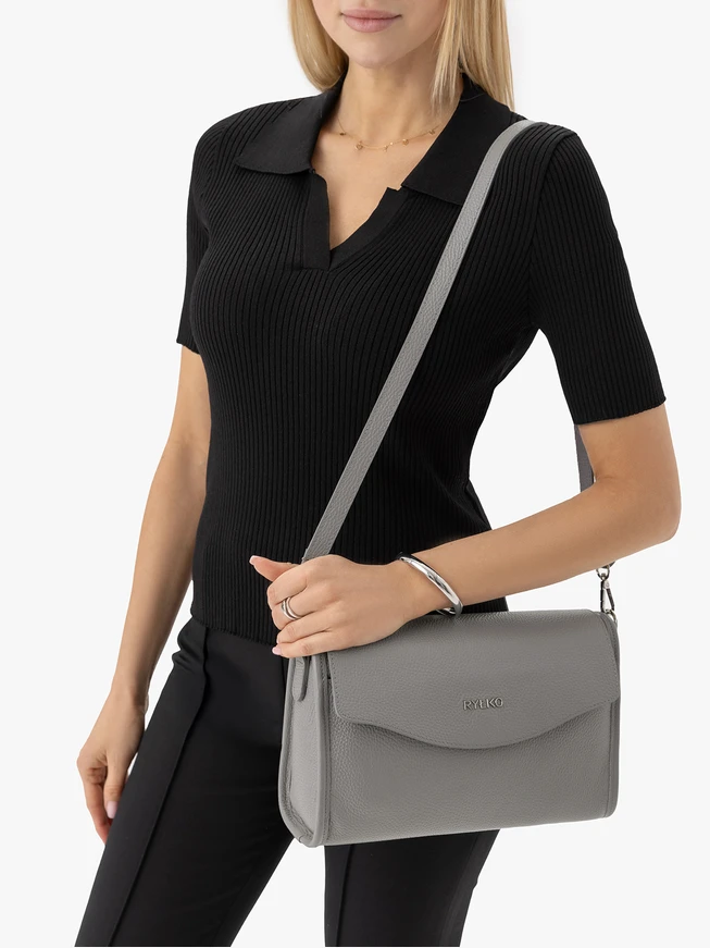 Light Grey Leather Handbag