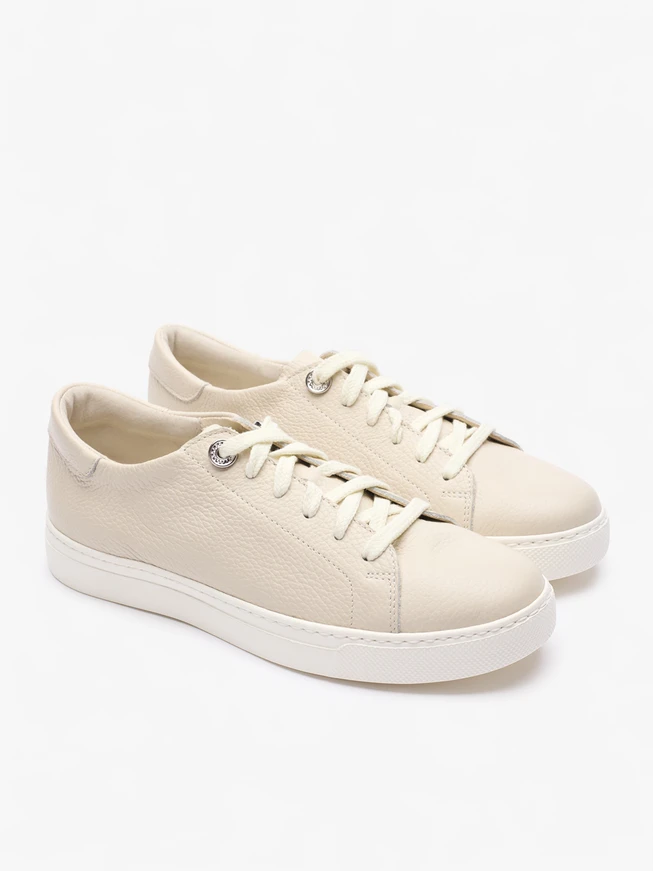 Beżowe sneakersy ze skóry licowej