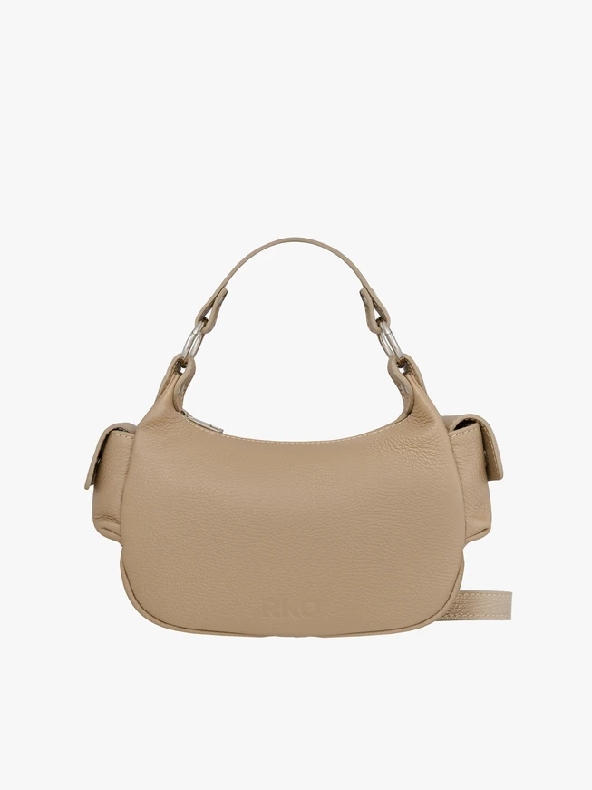 Beige Vollnarbenleder Handtasche