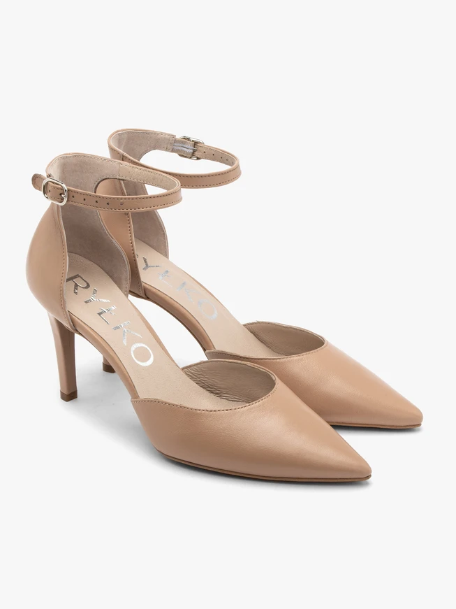 Two-piece beige stiletto pumps