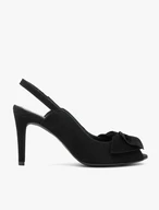 Schwarze Peep-Toe-Sandalen mit Schleife