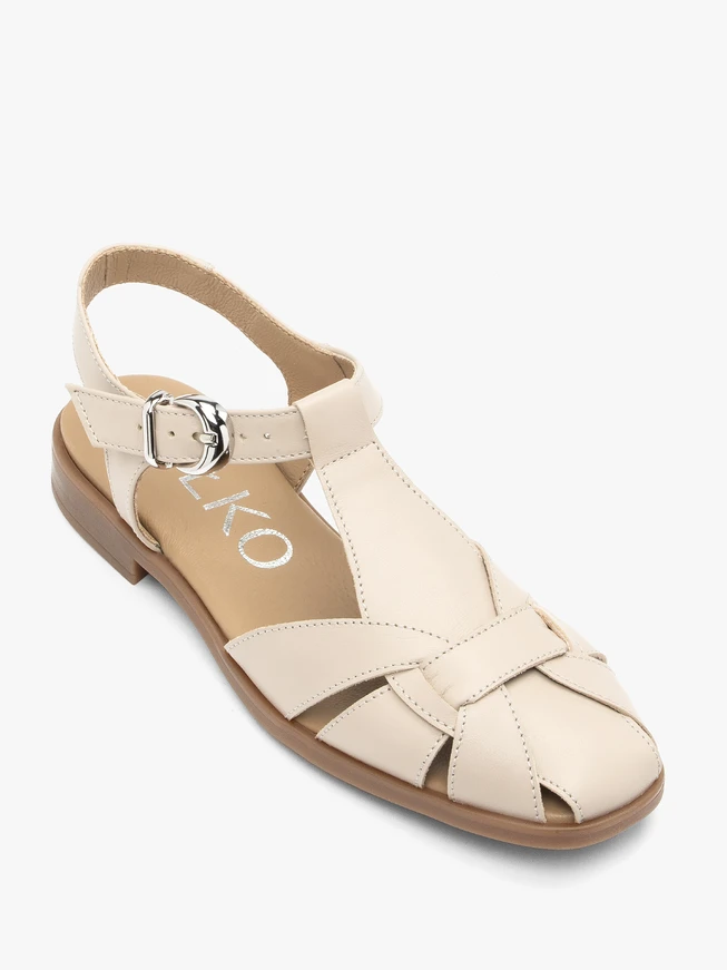 Beigefarbene Einbausandalen