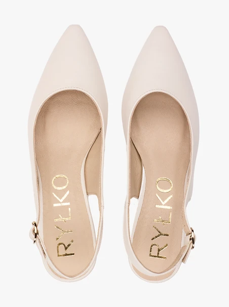 Kremowe czółenka slingback bez pięty