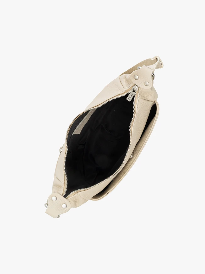 Cremefarbene Lederhandtasche