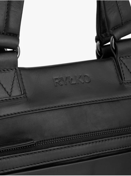 Schwarzes Leder Laptop Rucksack Tasche