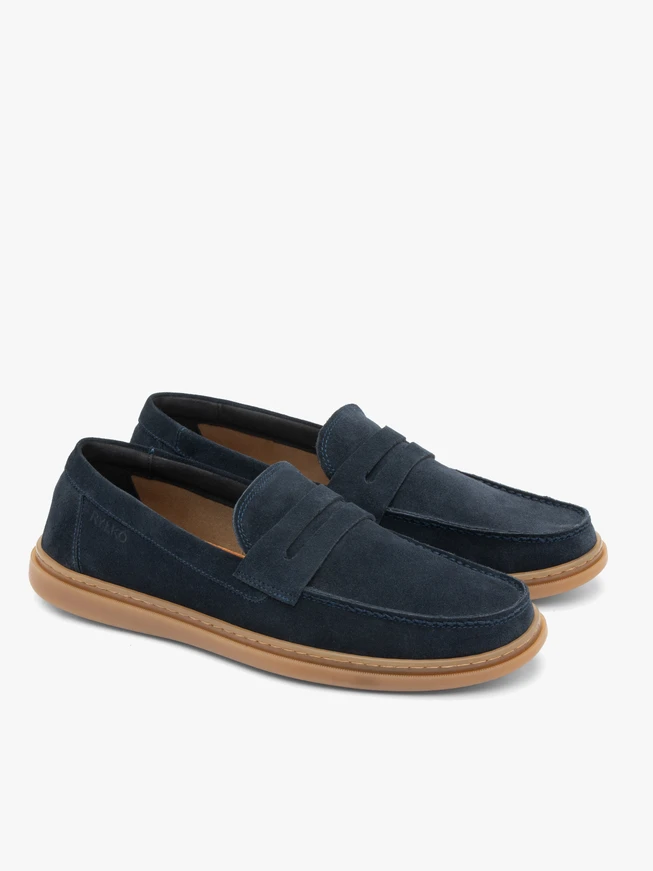 Mokassins aus marineblauem Veloursleder