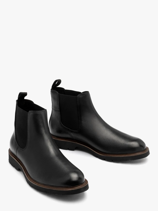 Schwarzer Herren-Pantoffelstiefel mit braunem Futter