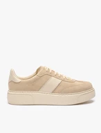 Beige Turnschuhe aus Leder und Velours