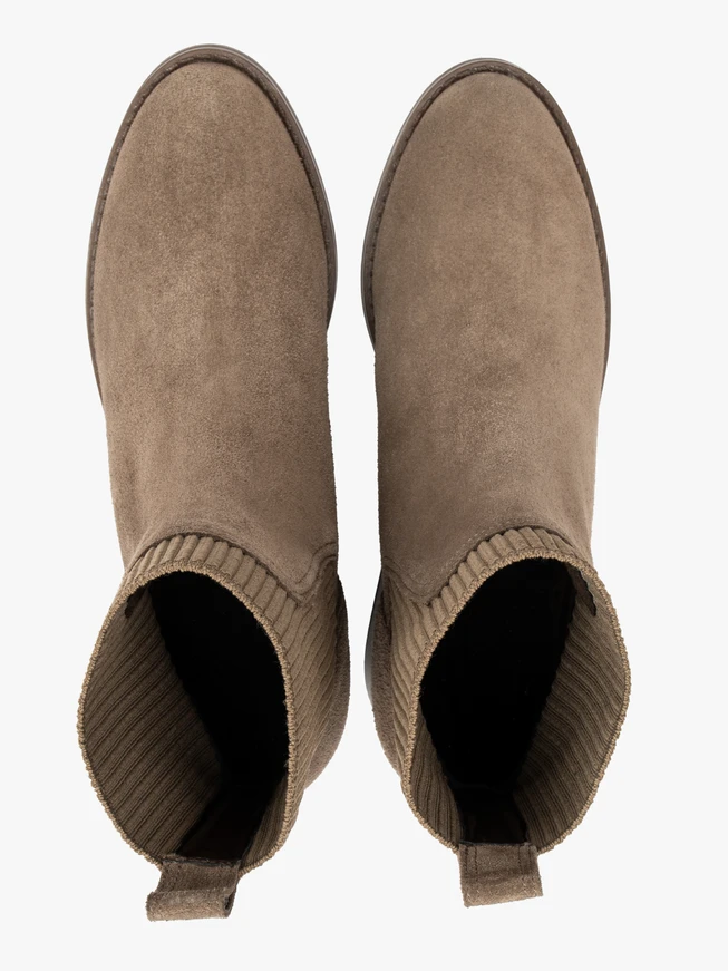 Brown velour welted slippers with welt