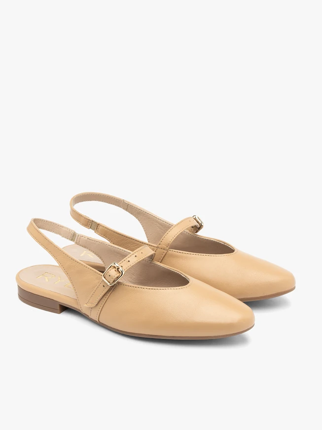 Beige Leather Slingback