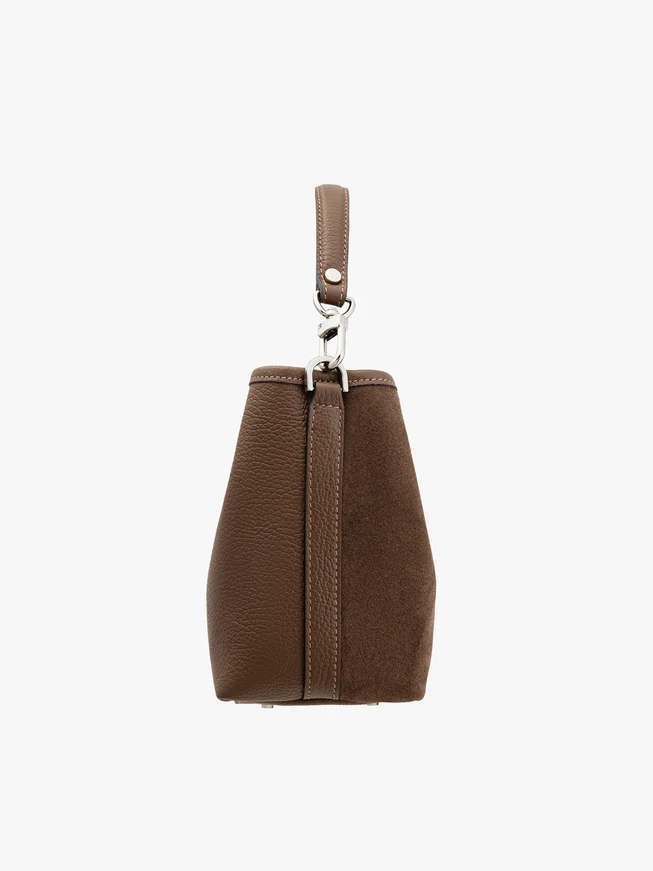 Handtasche aus braunem Leder und Velours