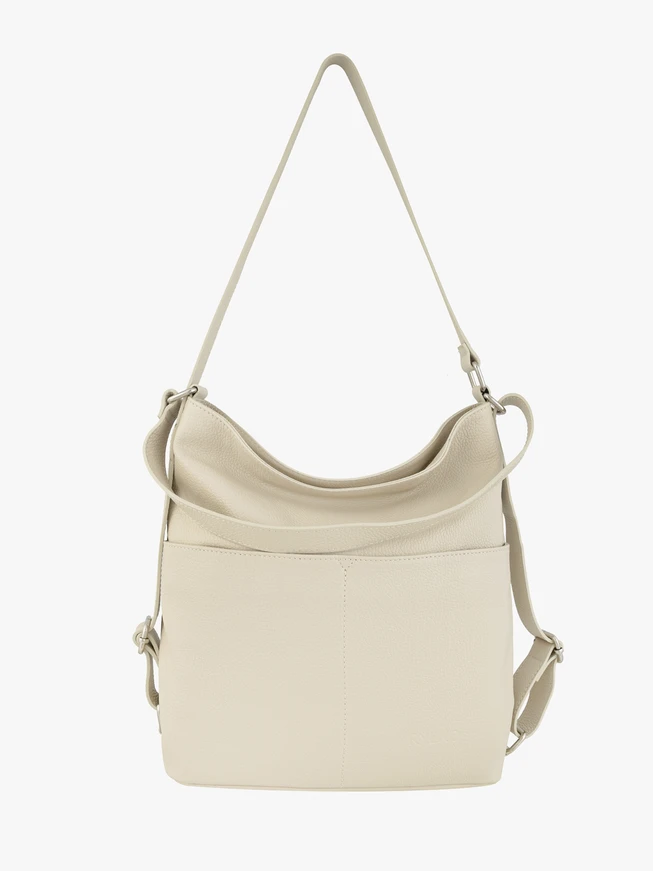 Cremefarbene Handtasche-Rucksack 2in1