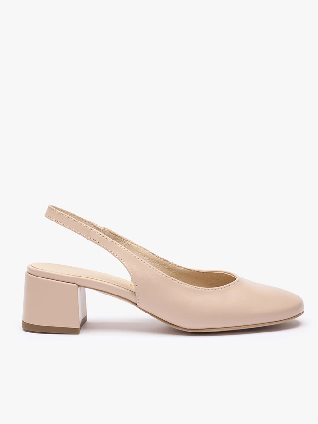 Beżowe czółenka slingback bez pięty