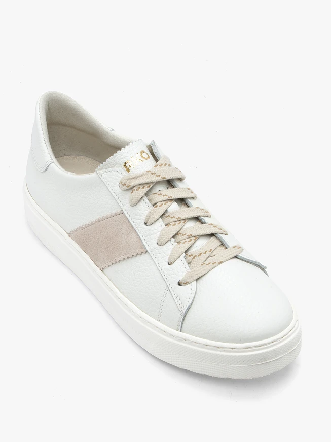Cream Women’s Lace-Up Leather Shoes