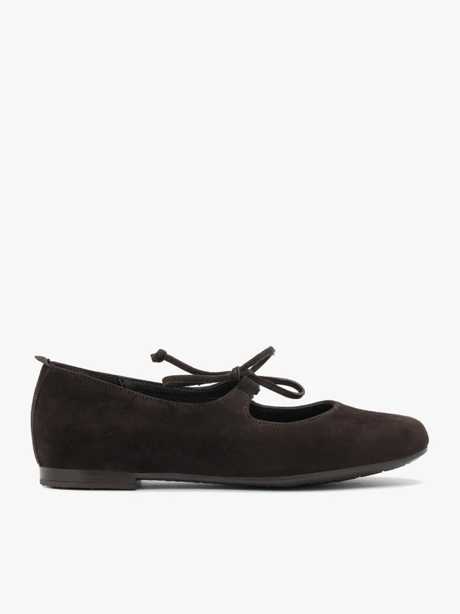 Dunkelbraune Schnür-Ballerinas