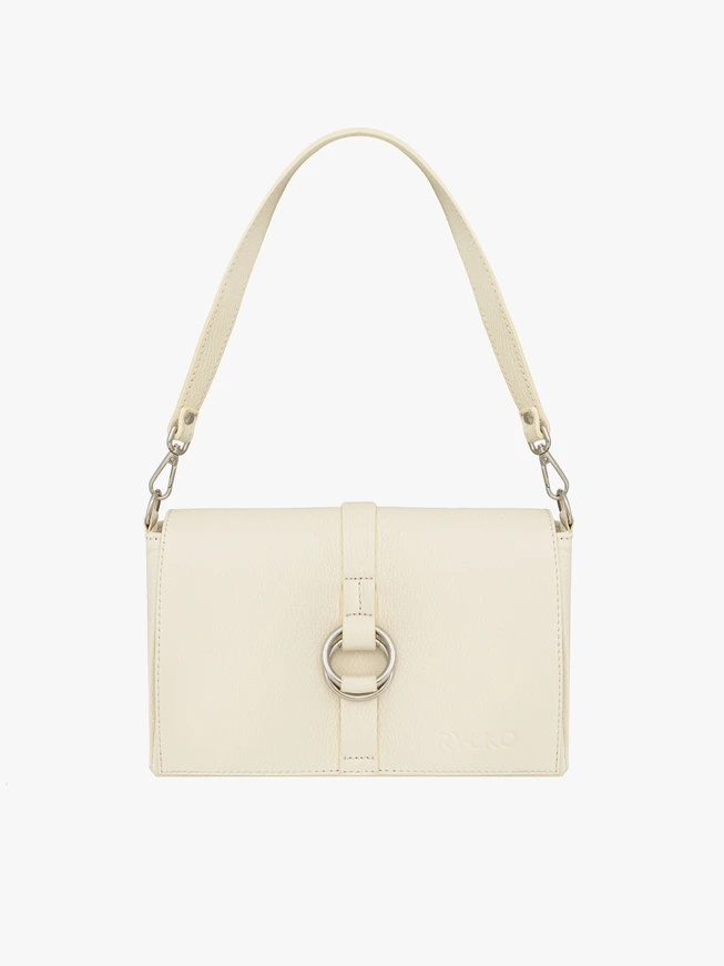 Cremefarbene Lederhandtasche
