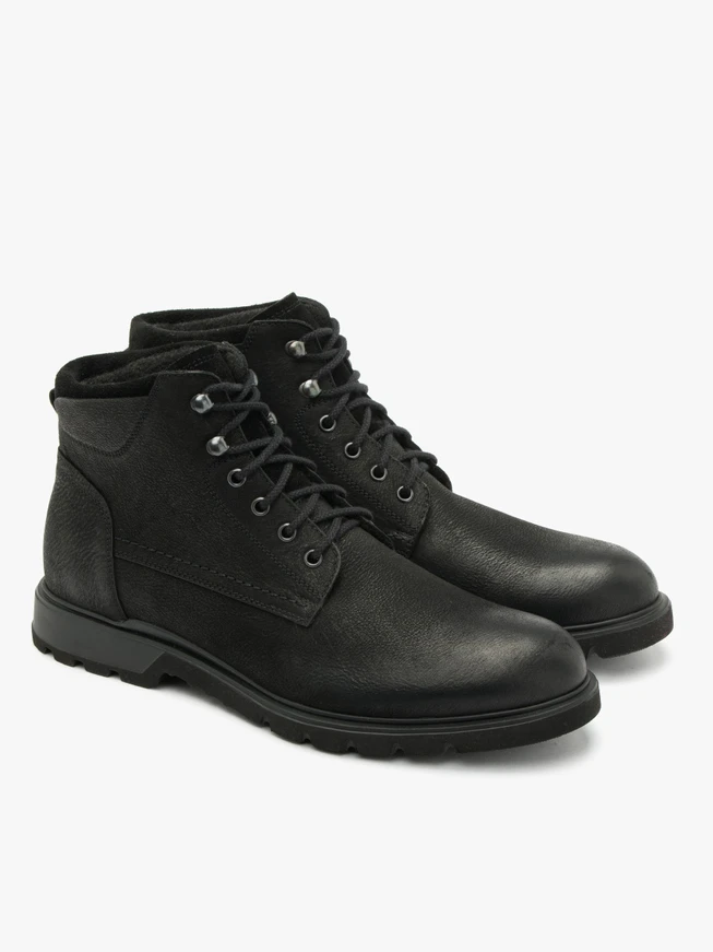 Schwarze Herren-Kombistiefel aus Leder