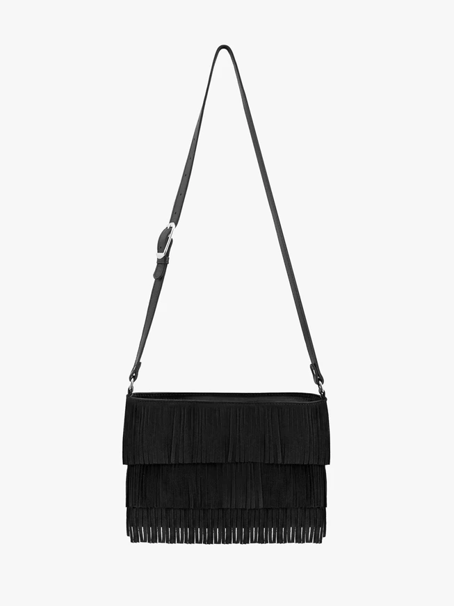 Schwarze Handtasche mit Fransen