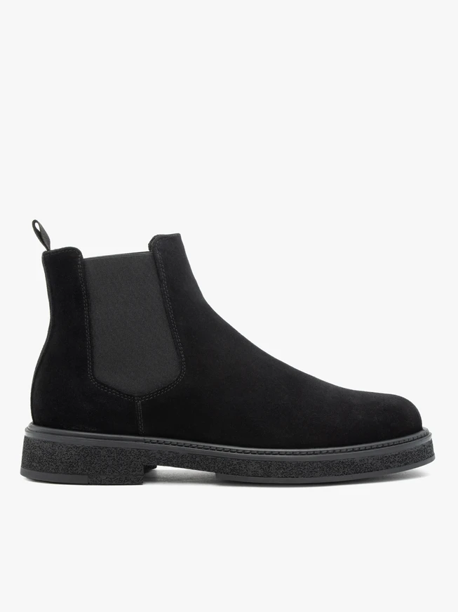 Schwarze Veloursleder-Pantoffeln