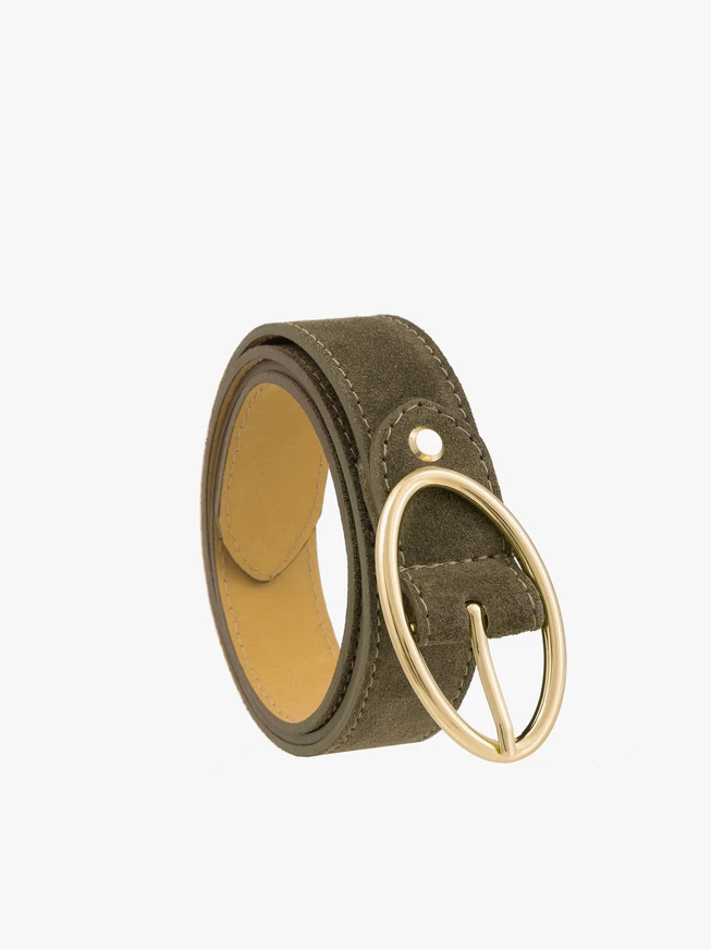 Women’s olive suede belt
