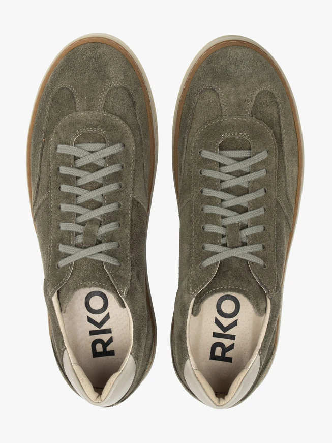 Olive-weiße Schnürhalbschuhe