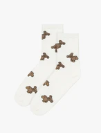 White long women’s socks with bear pattern