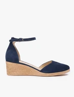 Marineblaue Espadrilles aus Veloursleder auf Plateausohlen