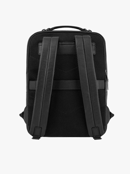 Schwarzer Leder A4 Rucksack für Laptop Handgepäck