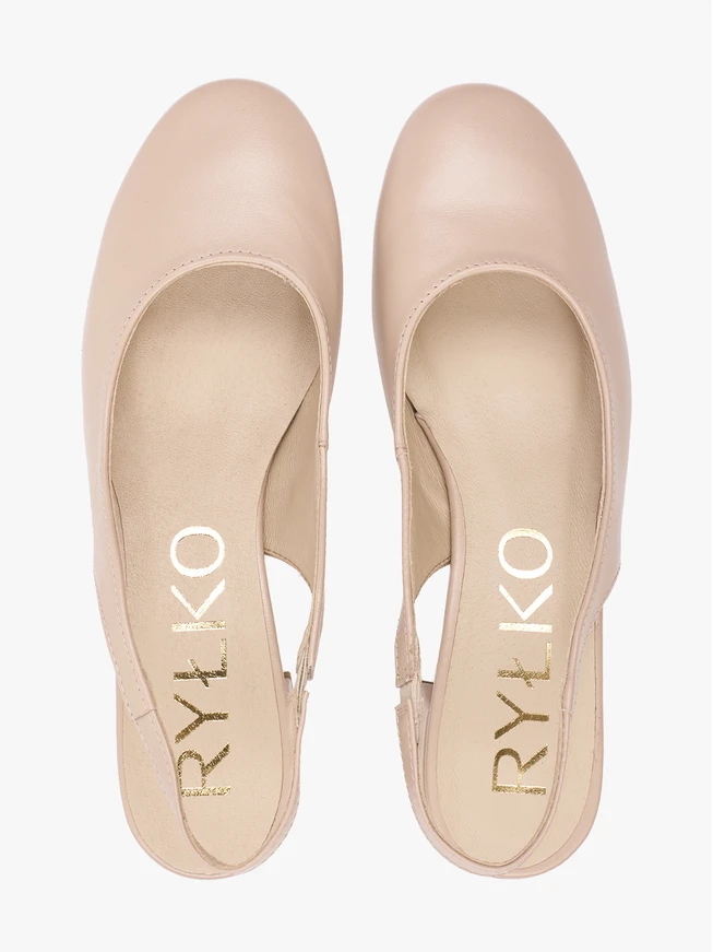 Beżowe czółenka slingback bez pięty