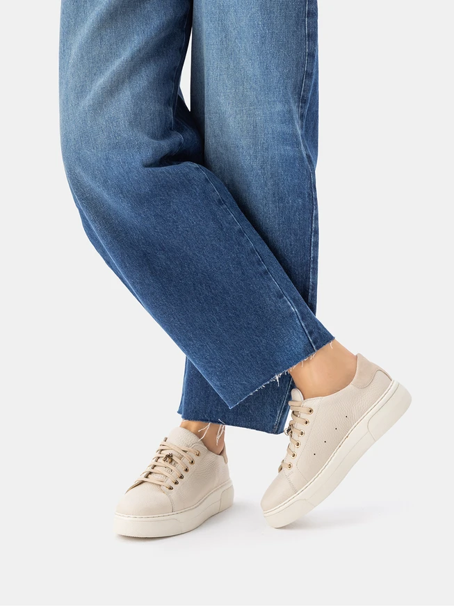Cream leather women’s sneakers RKO