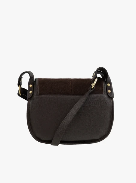 Posttasche aus braunem Leder und Velours