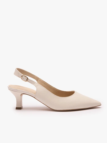 Kremowe czółenka slingback bez pięty