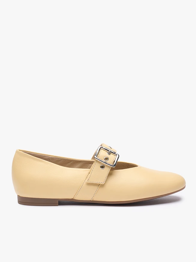 Leuchtend gelbe Mary Jane Ballerinas mit Riemen