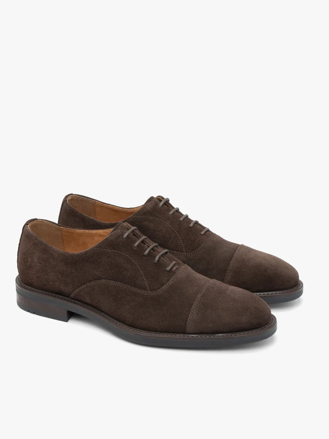 Dunkelbraune Veloursleder Schnürhalbschuhe