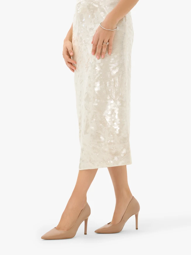 Beige high stiletto pumps
