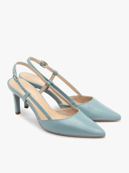 Blue slingback pumps
