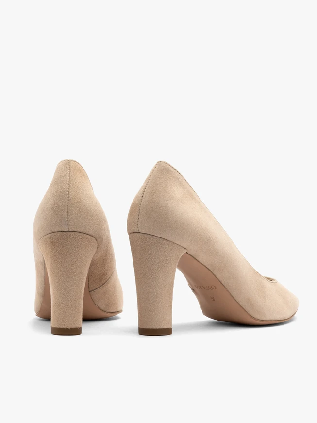 Velours-Pumps mit klobigem Stilettoabsatz