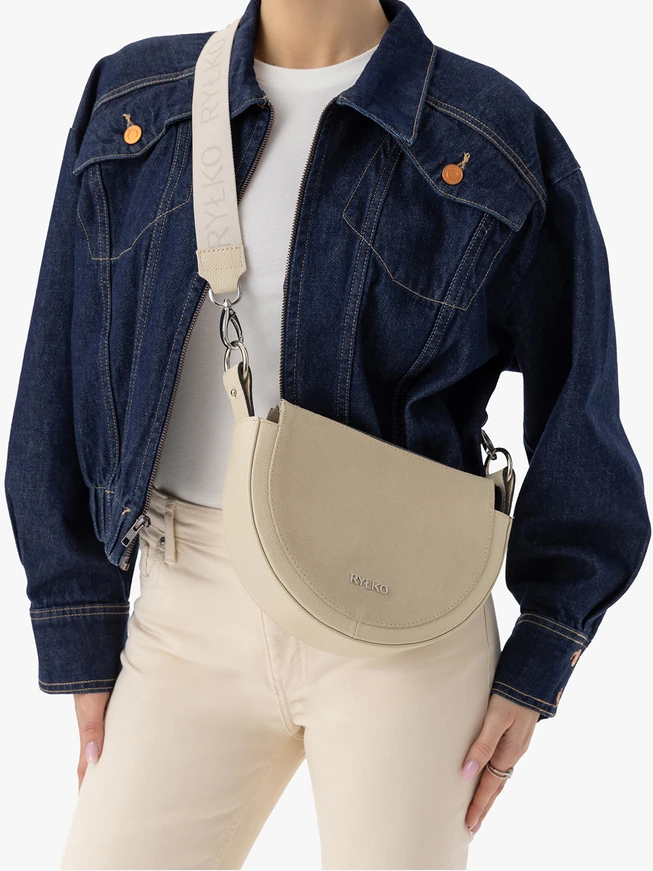 Cream leather crossbody bag