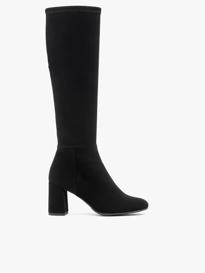 Black stretch nubuck high boots