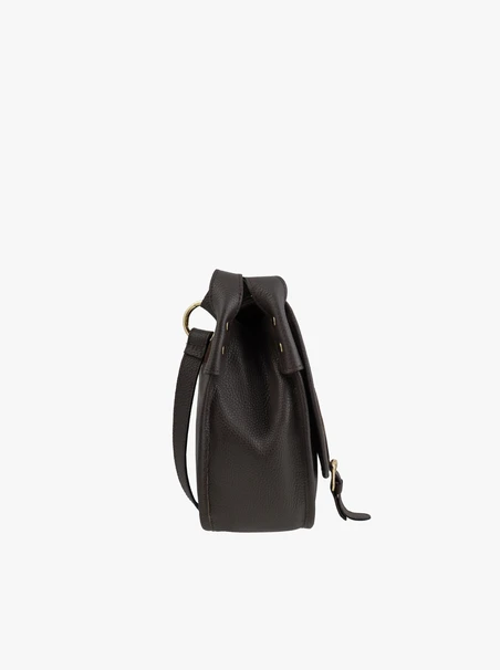 Posttasche aus braunem Leder und Velours