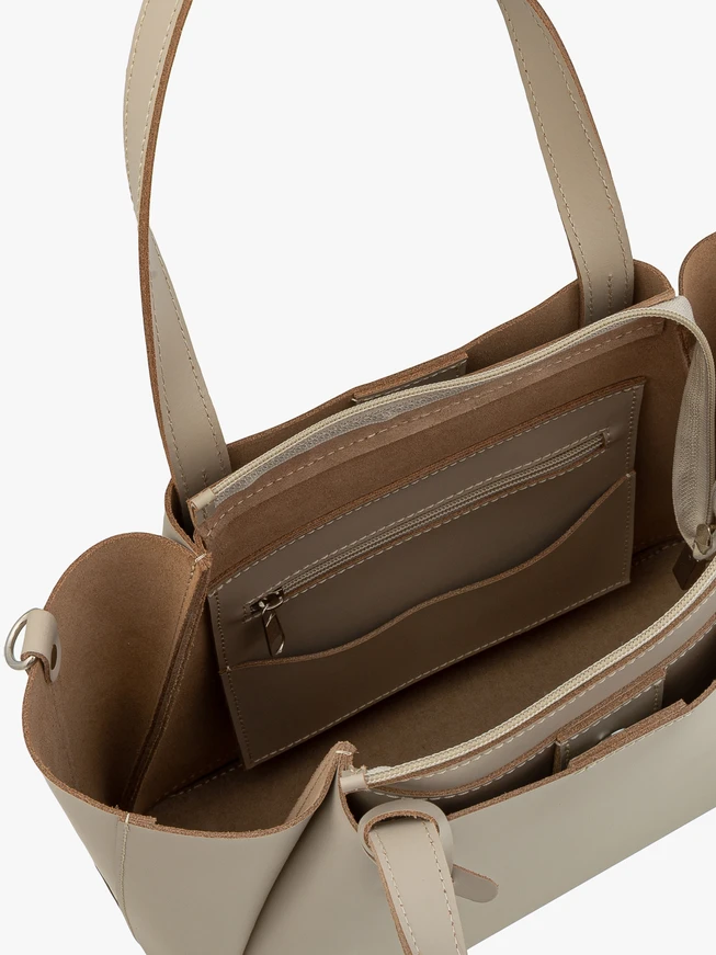 Beige große A4 Handtasche