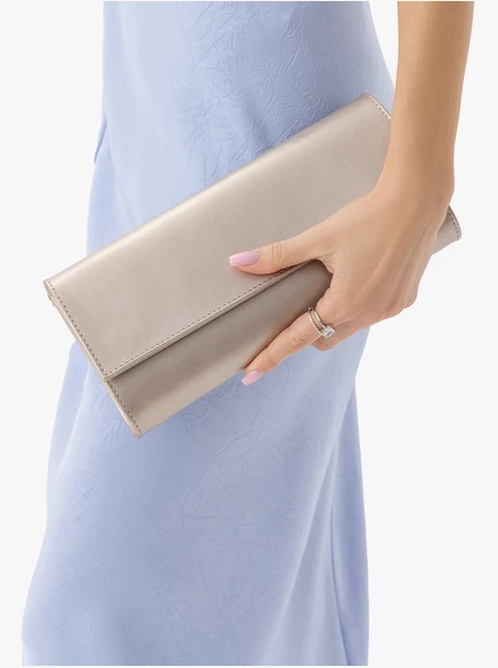 Platinum leather clutch bag