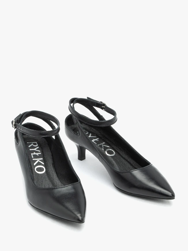 Schwarze Slingback-Pumps ohne Absatz